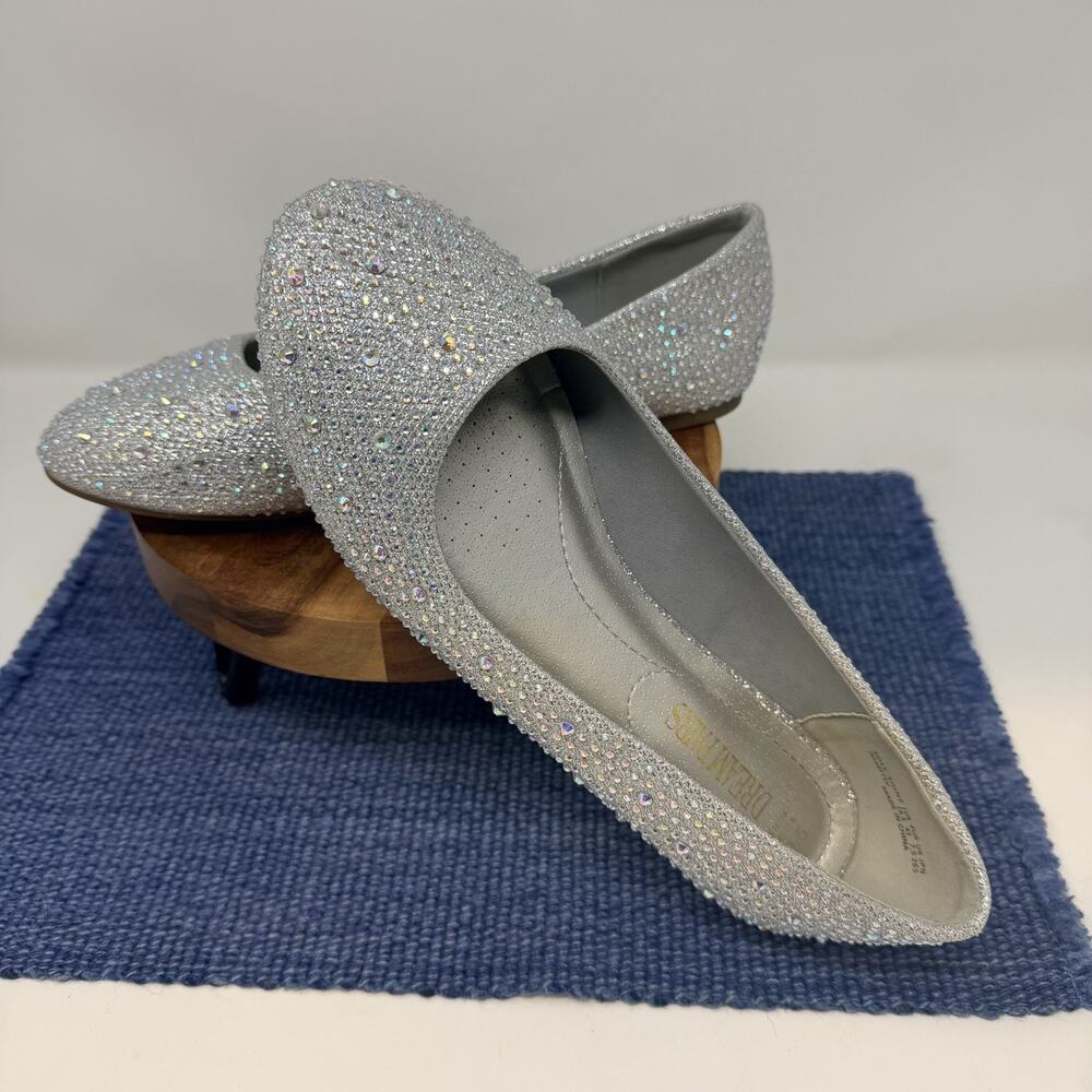 Womens Slip On Ballet Flat Round Toe Rhinestone Comfort Flat Shoes SPARKLY